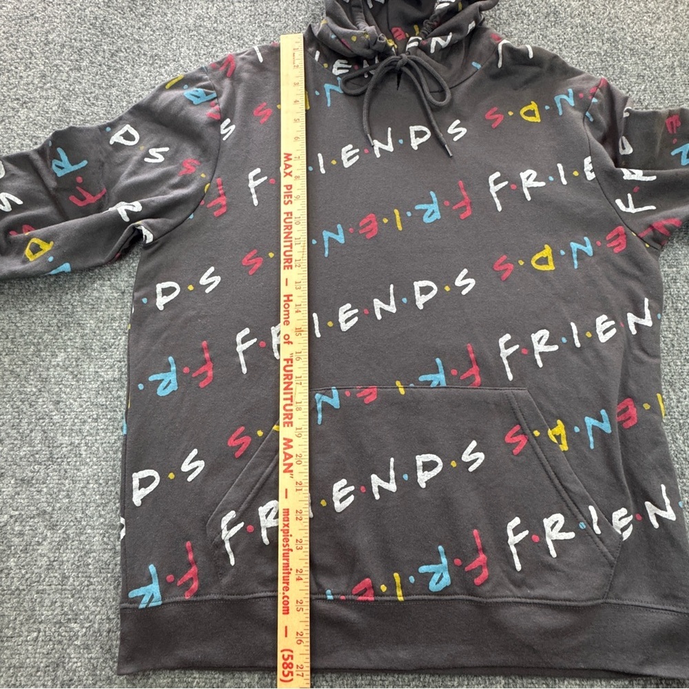 Friends All Over Logo Print Hoodie Pullover Gray Cotton Blend L - Picture 14 of 15